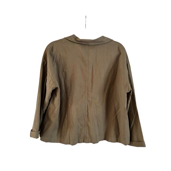 Eileen Fisher Stretch Cotton Hemp Canvas Jacket Green Size Medium Organic Cotton - Picture 4 of 6